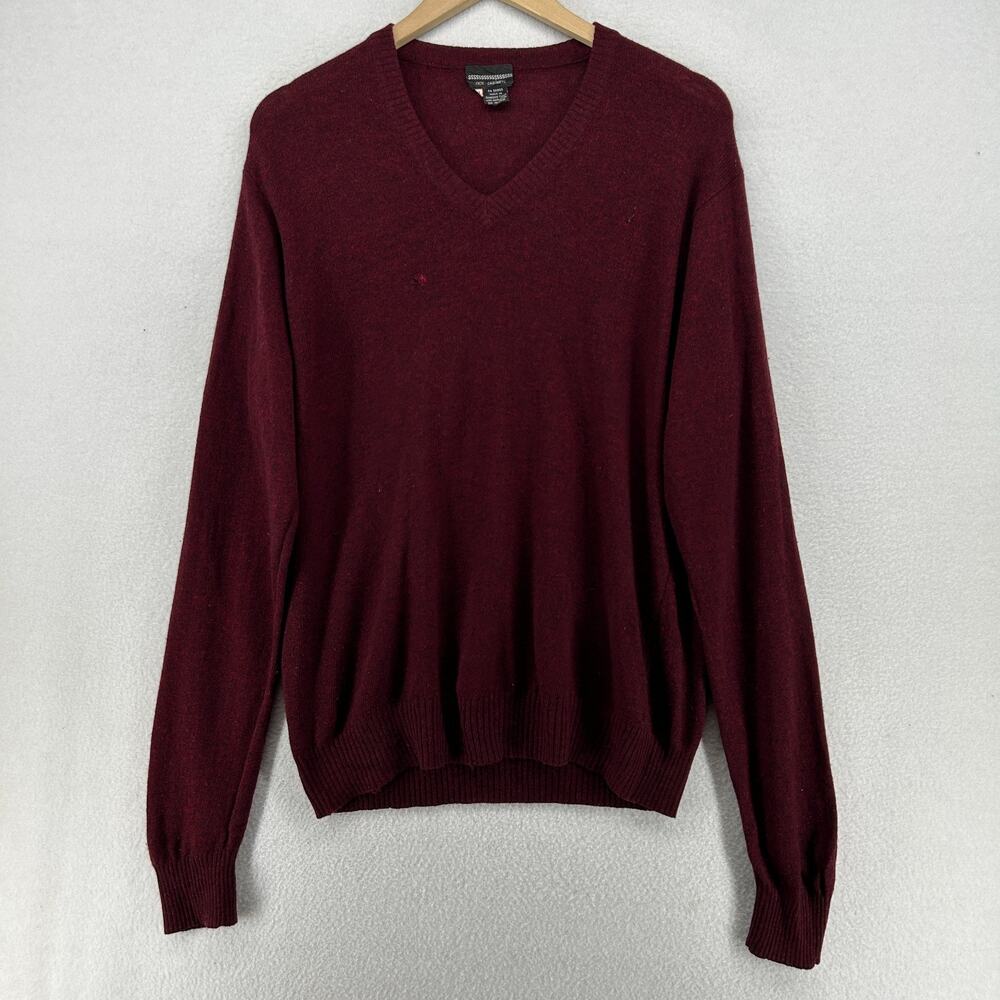 SSSSSSSSSSSSS Sweater Mens M Cashmere Marled V-Neck Pullover Jumper Maroon